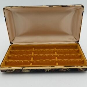 Vintage Mele Jewelry Box Abstract Tortoise Shell Pattern Earring Organizer Gold